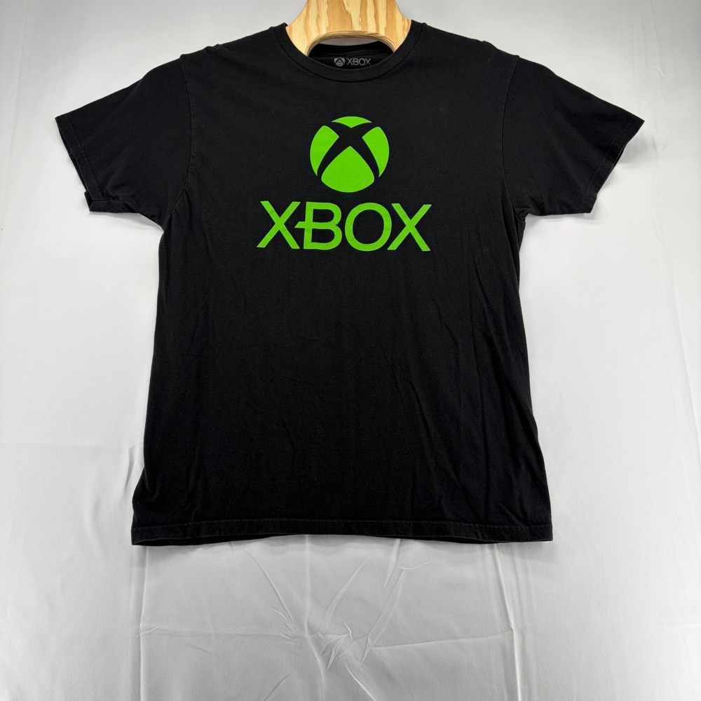 Xbox Mens Graphic T-Shirt Black Neon Green Logo Ripple Junction Size L